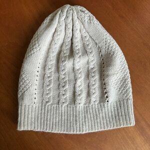 All Saints Cream Cable Knit Slouch Hat